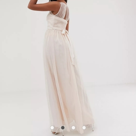 Asos Little Mistress Mesh Insert Maxi Dress Pink US 12 - Picture 2 of 12